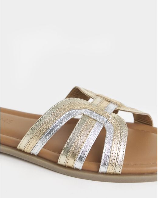 JD Williams Metallic Woven Mule Sandals Wide
