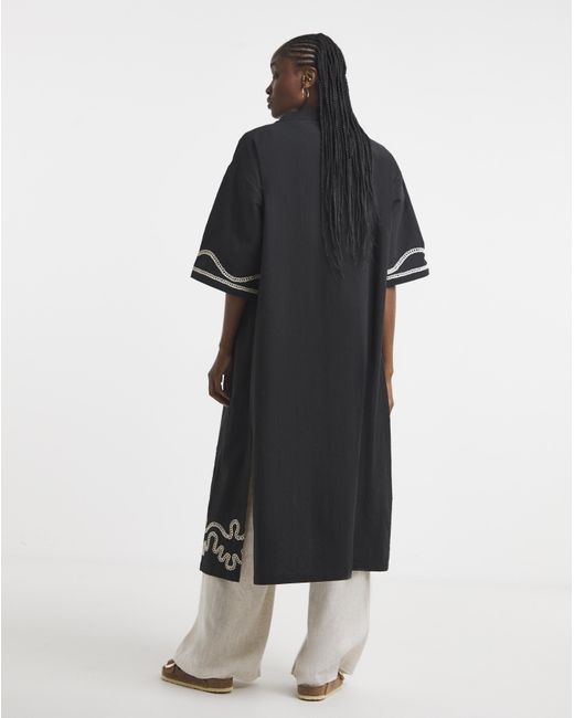 Simply Be Black Embroidered Kimono