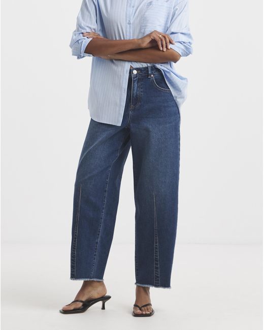 Simply Be Blue Dart Detail Tapered Jeans