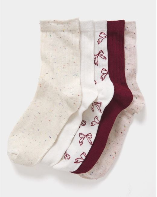 Pretty Secrets Pink 5Pk Bow Ankle Sockc