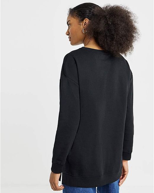Simply Be Black Side Split Sweatshirt Tunic