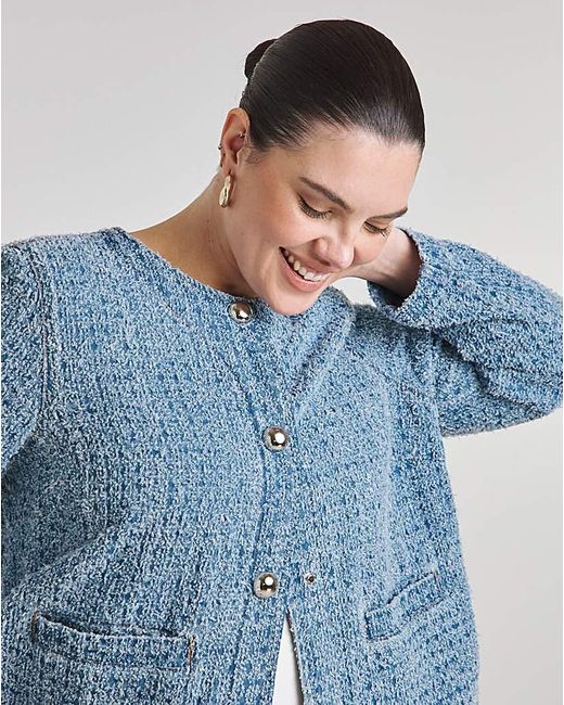 Simply Be Blue Linear Distressed Denim Jacket