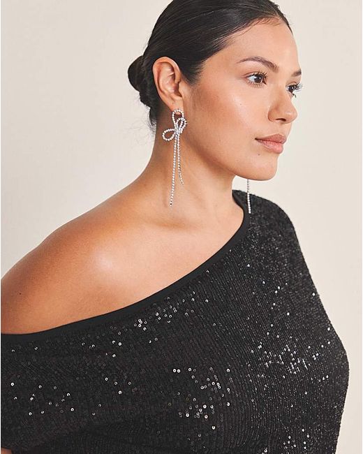 Simply Be Black Linear Sequin Off The Shoulder Top