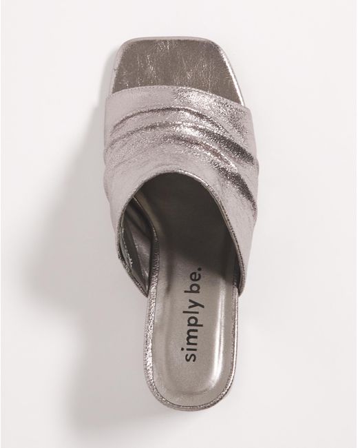 Simply Be Natural Ruched Heeled Mule Sandals Wide
