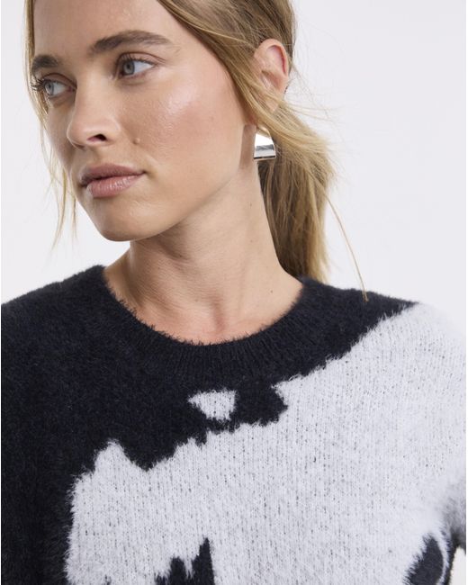 Simply Be Blue Cow Print Crew Neck Jumper