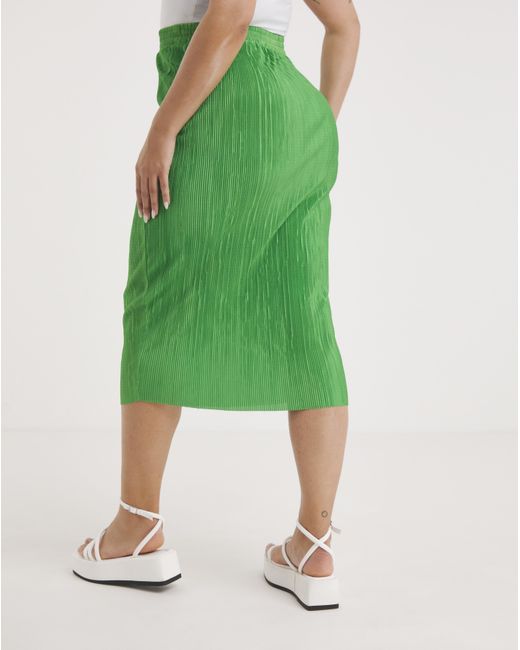 Simply Be Green Plisse Midi Tube Skirt