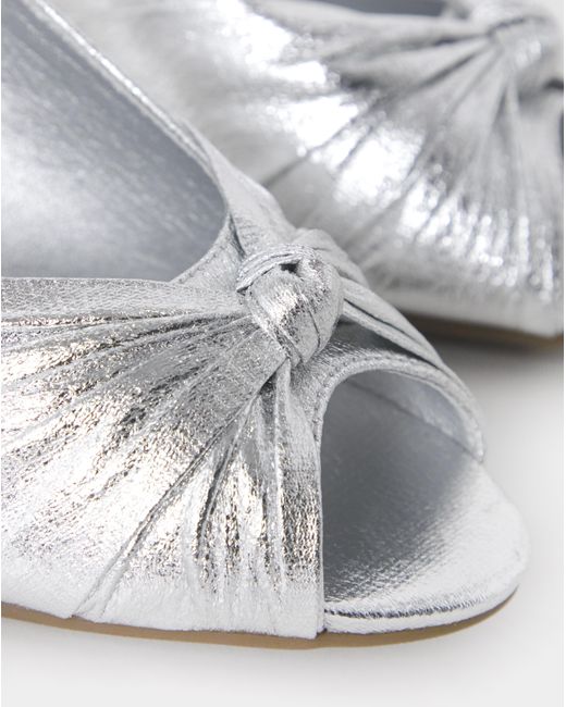 JD Williams Gray Knotted Peep Toe Heel Wide