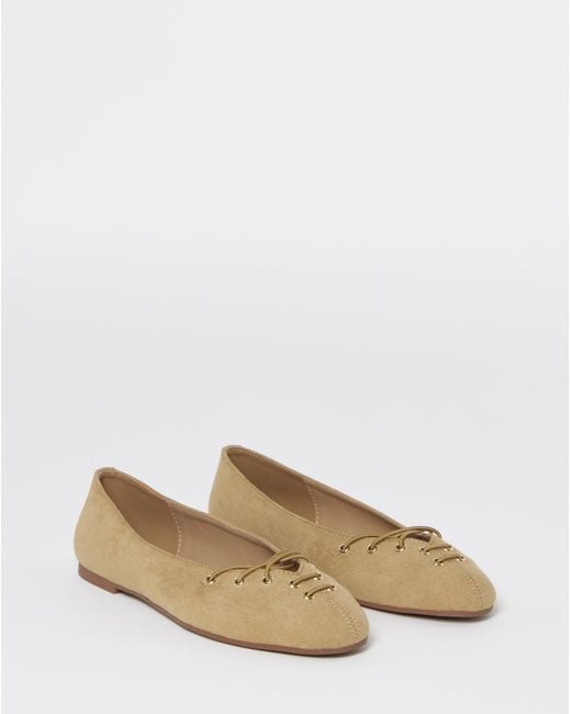 Simply Be White Lace Front Ballerinas Extra Wide Fit