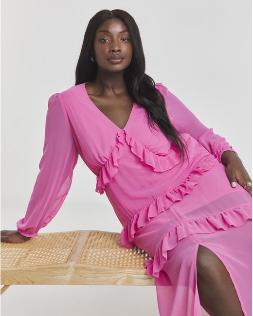 Simply Be Pink Boutique Frill Maxi Dress