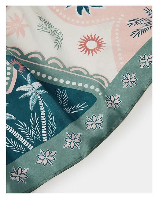 Accessorize Green Palm Square Satin Scarf