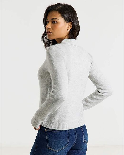 Simply Be Gray Button Through Collar Cardigan
