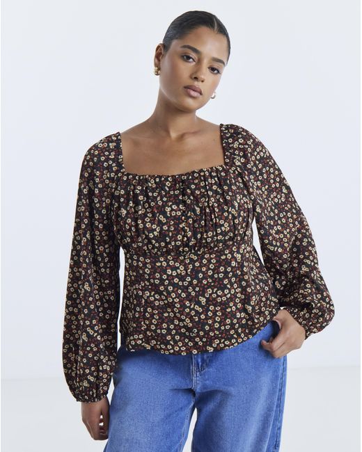 Simply Be Black Blouson Sleeve Blouse