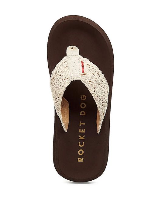 Rocket Dog White Crochet Toe Post Sandals