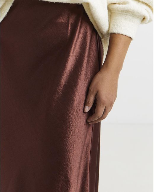 Simply Be Brown Satin Maxi Skirt