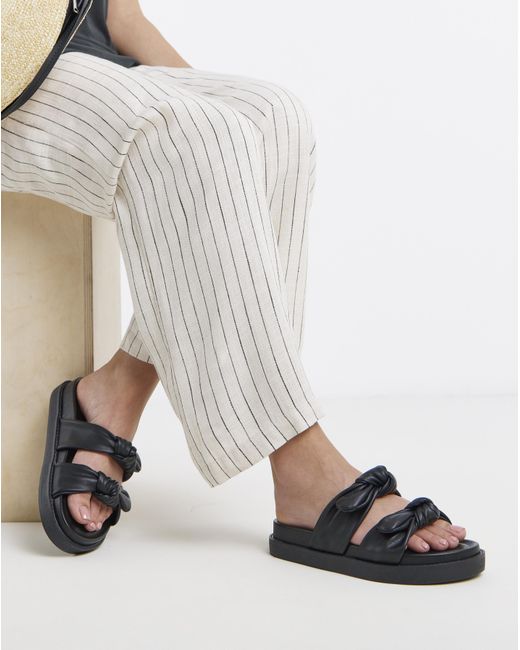 Simply Be White Bow Detail Slider Sandals Extra Wide