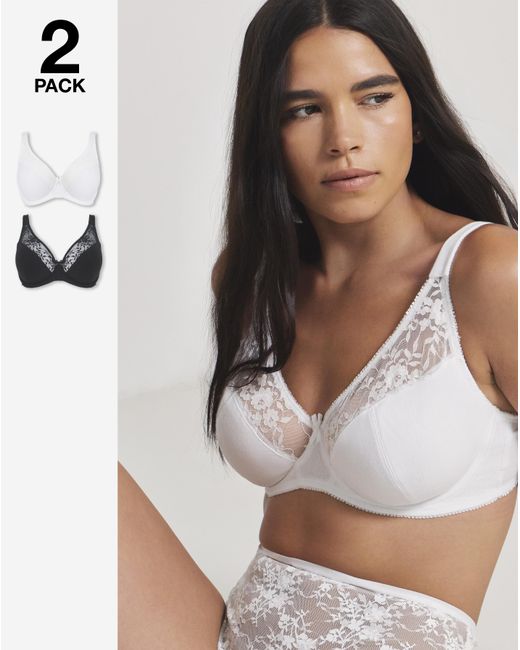 Pretty Secrets White 2 Pack Lace Full Cup Wired Bras