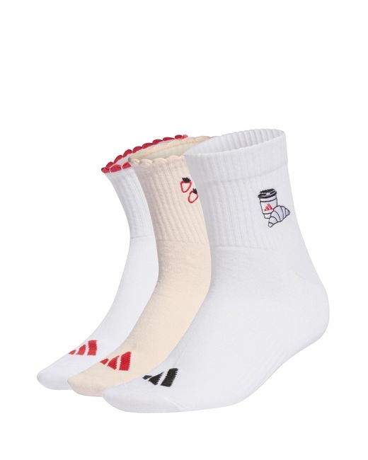 Adidas White Strawberry 3 Pack Socks