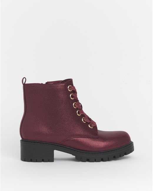 Joe Browns Red Chunky Lace Up Boot E Fit