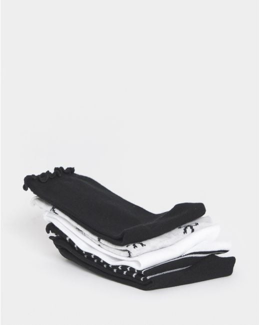Pretty Secrets Black 5Pk Bow Ankle Socks