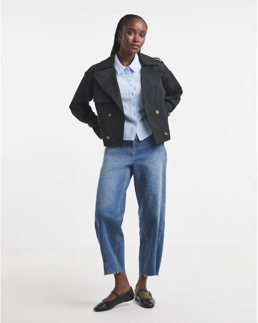 Simply Be Black Cropped Trench