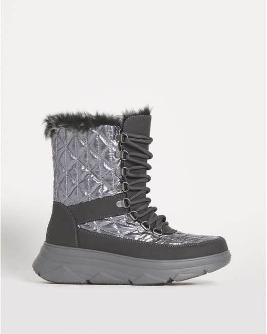 JD Williams Gray Lace Front Snow Boots E Fit