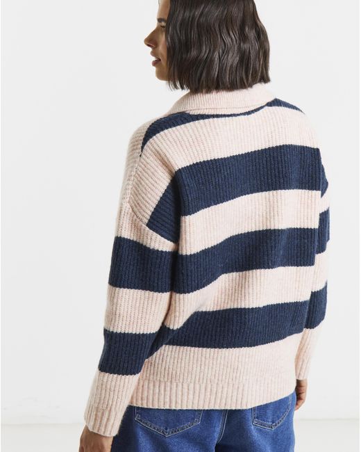 Simply Be Blue Collared Rib Jumper