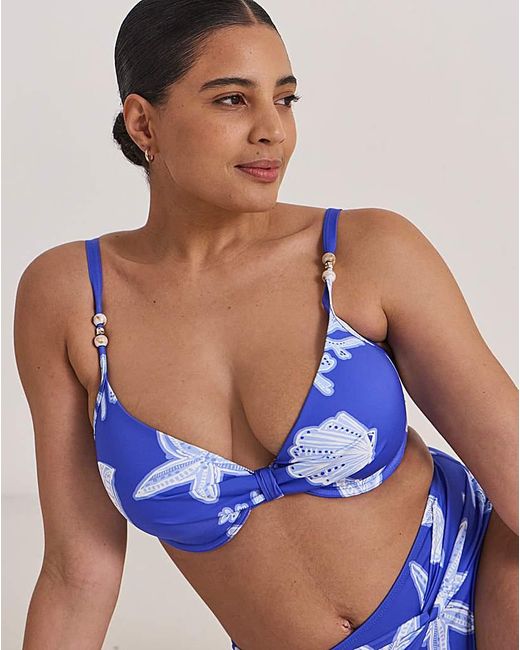 MAGISCULPT Blue Underwired Shell Print Bikini Top