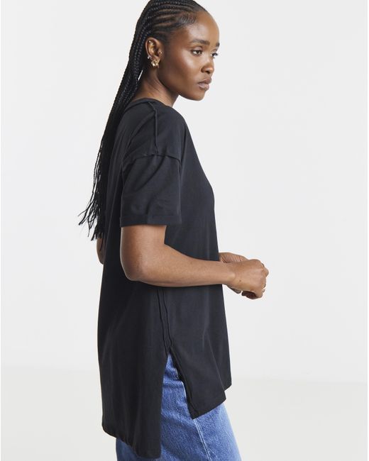 Simply Be Black Oversized V Neck T-Shirt