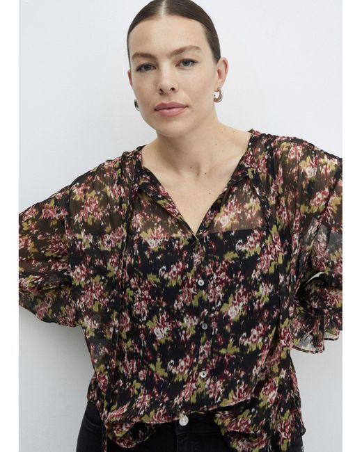 Mango Multicolor Semi- Transparent Flowy Blouse