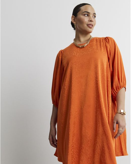 Joanna Hope Orange Joannah Hope Satin Jaquard Swing Dress