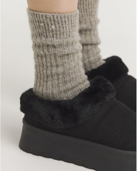 Simply Be Black Quilted Mule Slipper Boot Standard