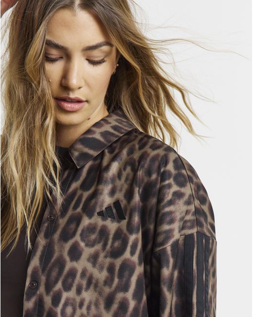Adidas Brown Print 3 Stripe Jacket