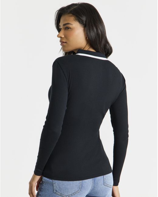 Simply Be Blue Contrast Tipping Ribbed Polo Neck