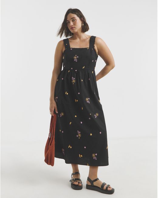 Simply Be Black Embroidered Dress