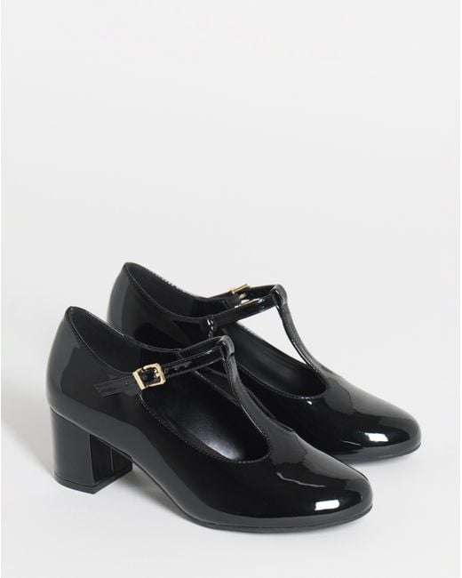 JD Williams Blue T Bar Block Heel Shoes Wide