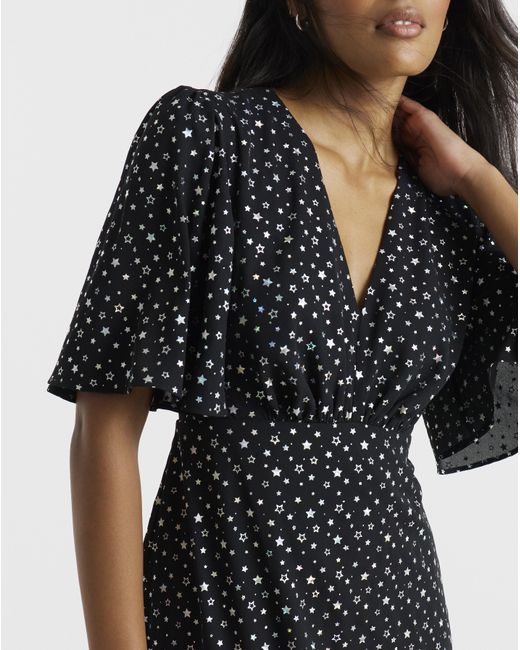 Twisted Wunder Black Grace Foil Midi Dress