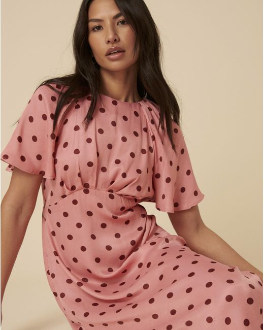 Nobody's Child Pink Maderia Spot Midi Dress