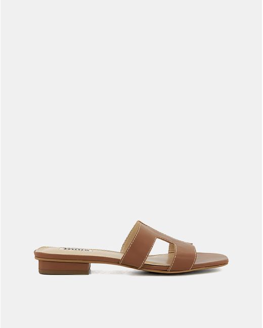 Dune Brown Loupe Slider Sandal Wide Fit