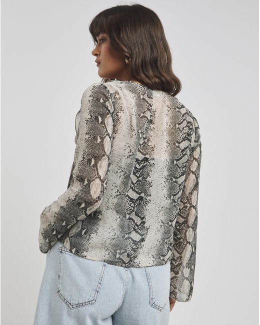 Simply Be Gray Sheer Ruffle Blouse