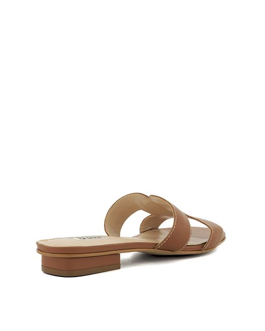 Dune Brown Loupe Slider Sandal Wide Fit