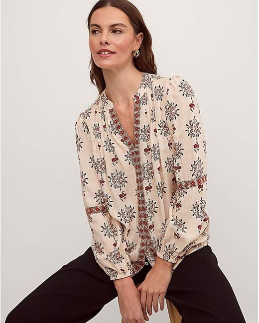 Monsoon Natural Carrie Print Blouse