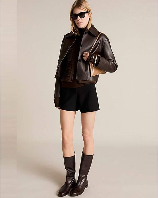 Mango Blue Polo Neck Knitted Choco Jacket