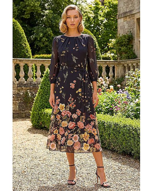 Roman Green Roman Border Print Pleated Midi Dress