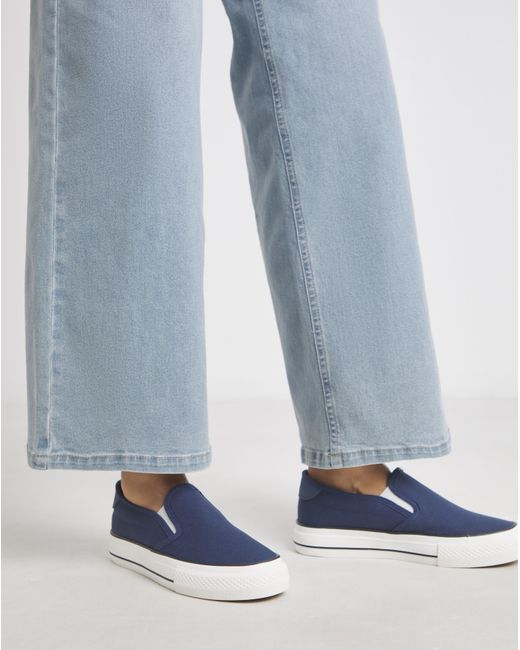 Simply Be Blue Slip On Canvas Trainer Wide