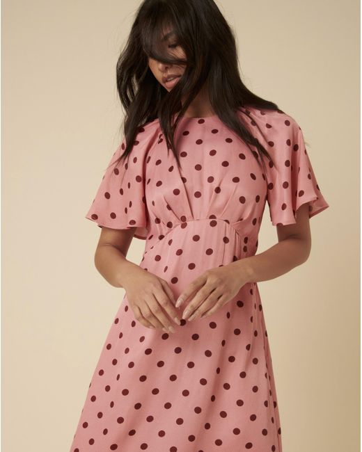 Nobody's Child Pink Maderia Spot Midi Dress