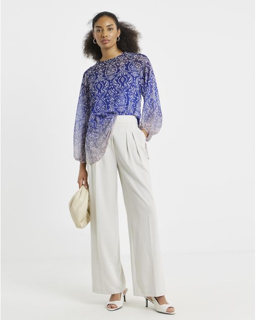 Joanna Hope Blue Ombre Print Blouse