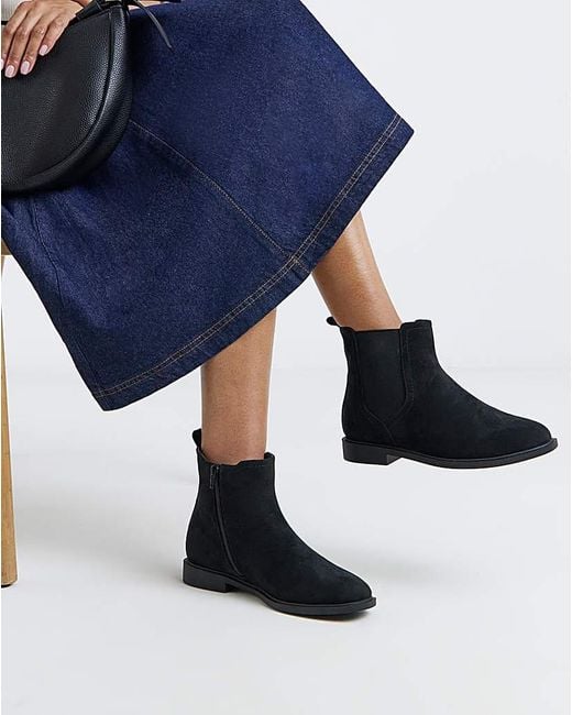 Simply Be Blue Classic Chelsea Boot Extra Wide