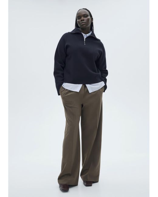 Mango Blue Latitas Zip Up Sweater