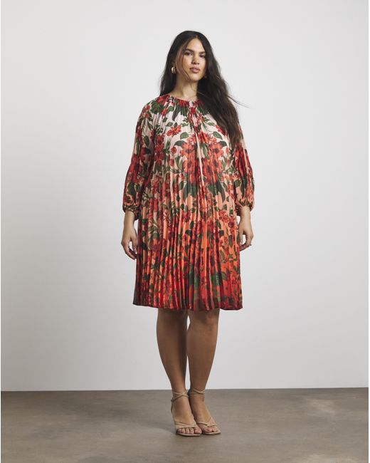 Joanna Hope Red Crinkle Shift Dress
