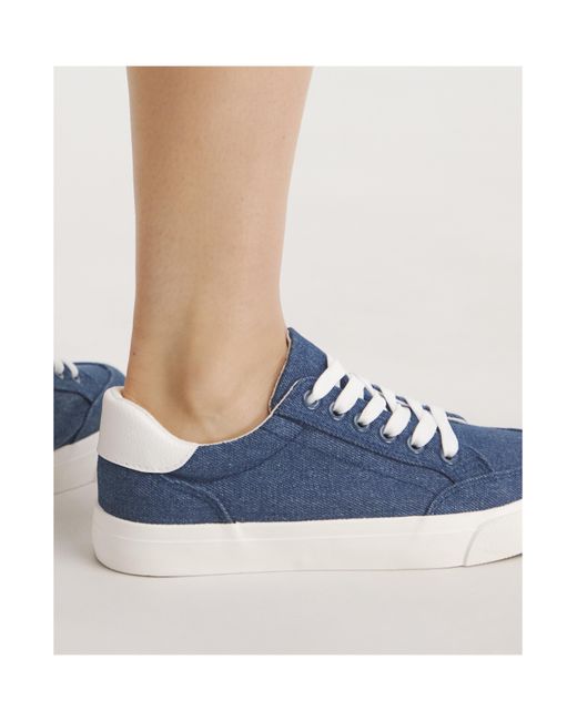 Simply Be Blue Classic Lace Up Trainer Wide